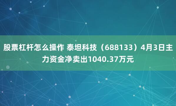 股票杠杆怎么操作 泰坦科技（688133）4月3日主力资金净卖出1040.37万元