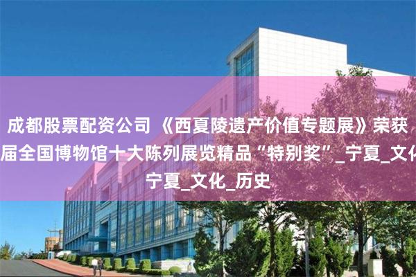 成都股票配资公司 《西夏陵遗产价值专题展》荣获二十二届全国博物馆十大陈列展览精品“特别奖”_宁夏_文化_历史