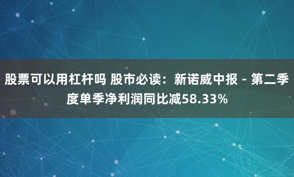 股票可以用杠杆吗 股市必读：新诺威中报 - 第二季度单季净利润同比减58.33%