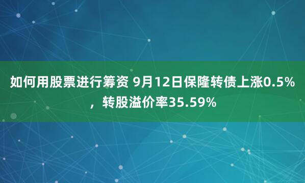 如何用股票进行筹资 9月12日保隆转债上涨0.5%，转股溢价率35.59%